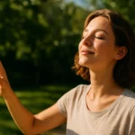 Žena užívajúca si slnečné žiarenie v prírode