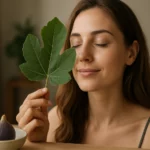 Žena s figovým listom a figa, symbol zdravia a krásy.