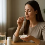 Žena berie mio-inozitol na podporu zdravia a pohody.