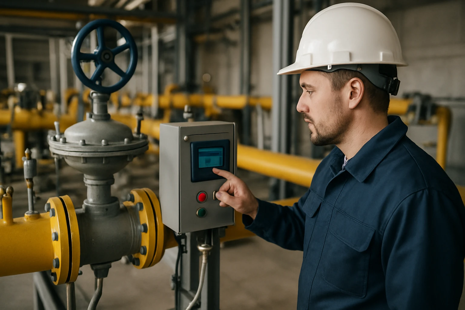 Technik nastavuje redukciu tlaku zemného plynu v systéme