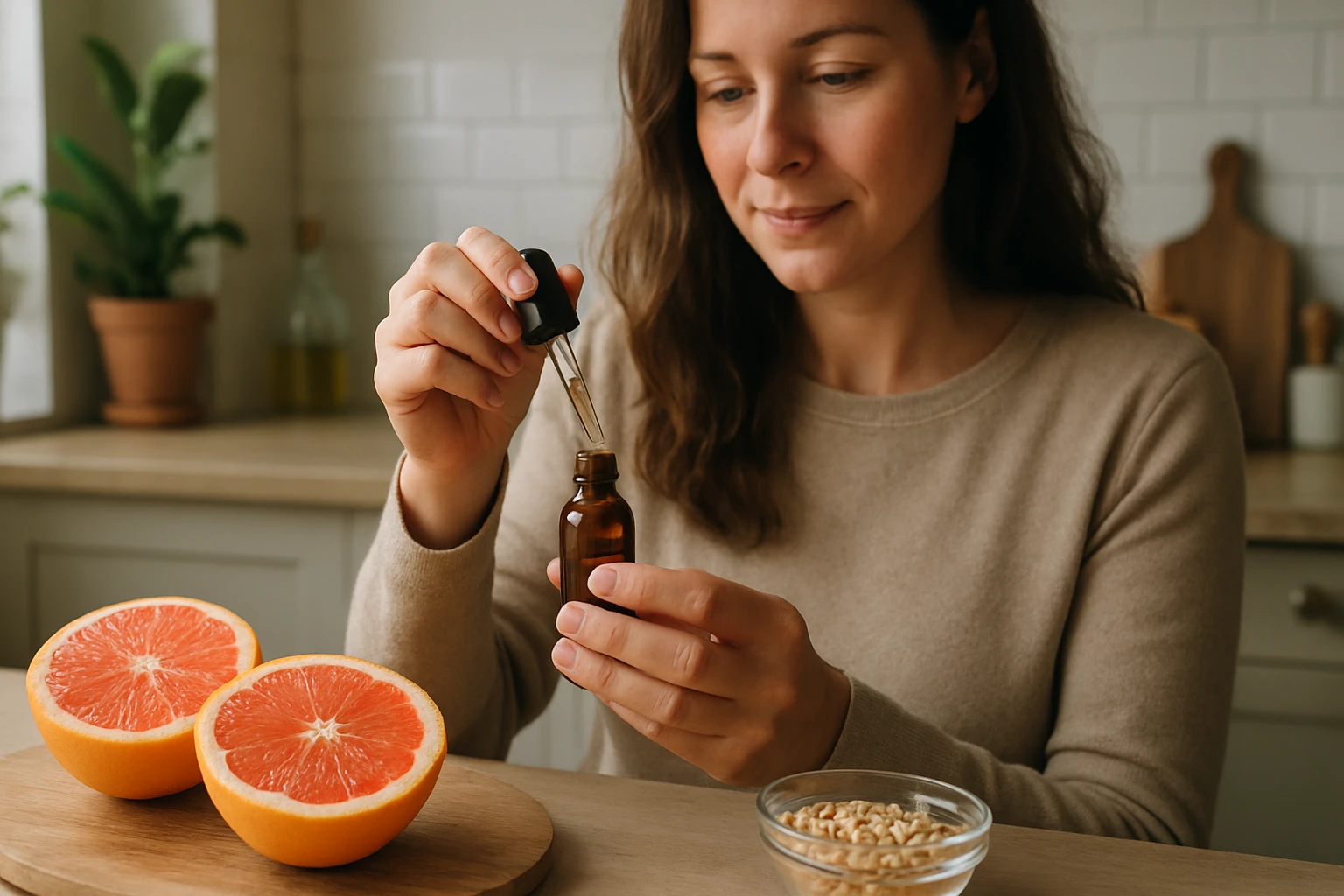 Žena s grapefruitovými jadierkami v prírodnej medicíne