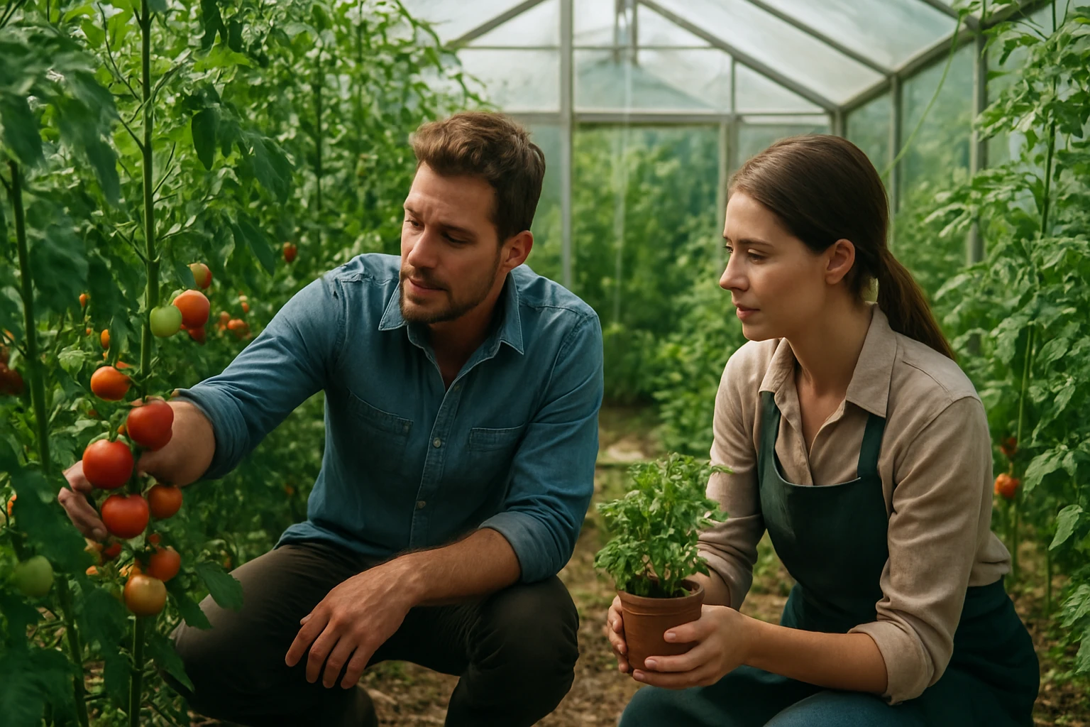 Záhradkárčenie v skleníku: pestovanie paradajok a byliniek.
