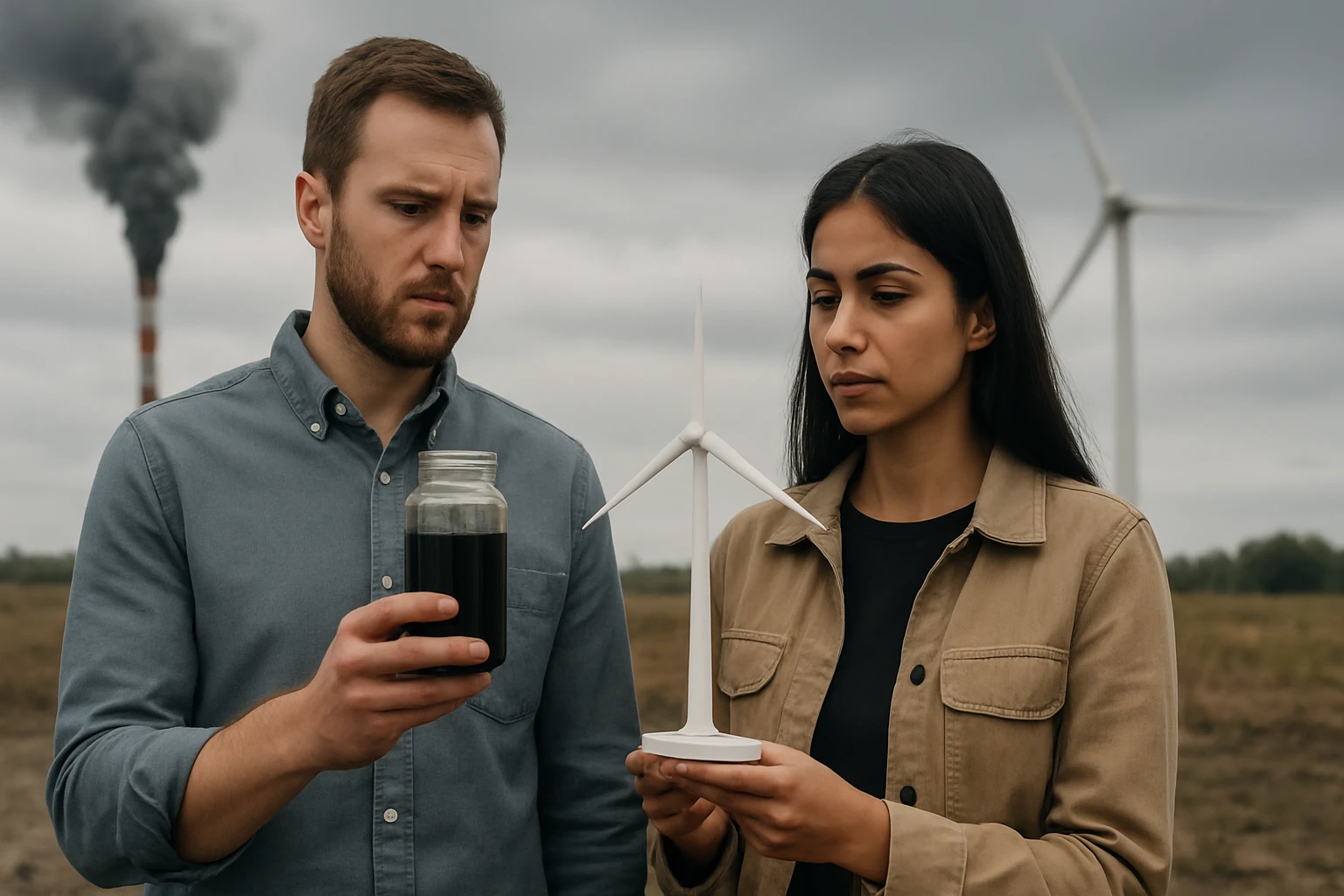Muži a žena hodnotia dopad energetických nosičov na životné prostredie