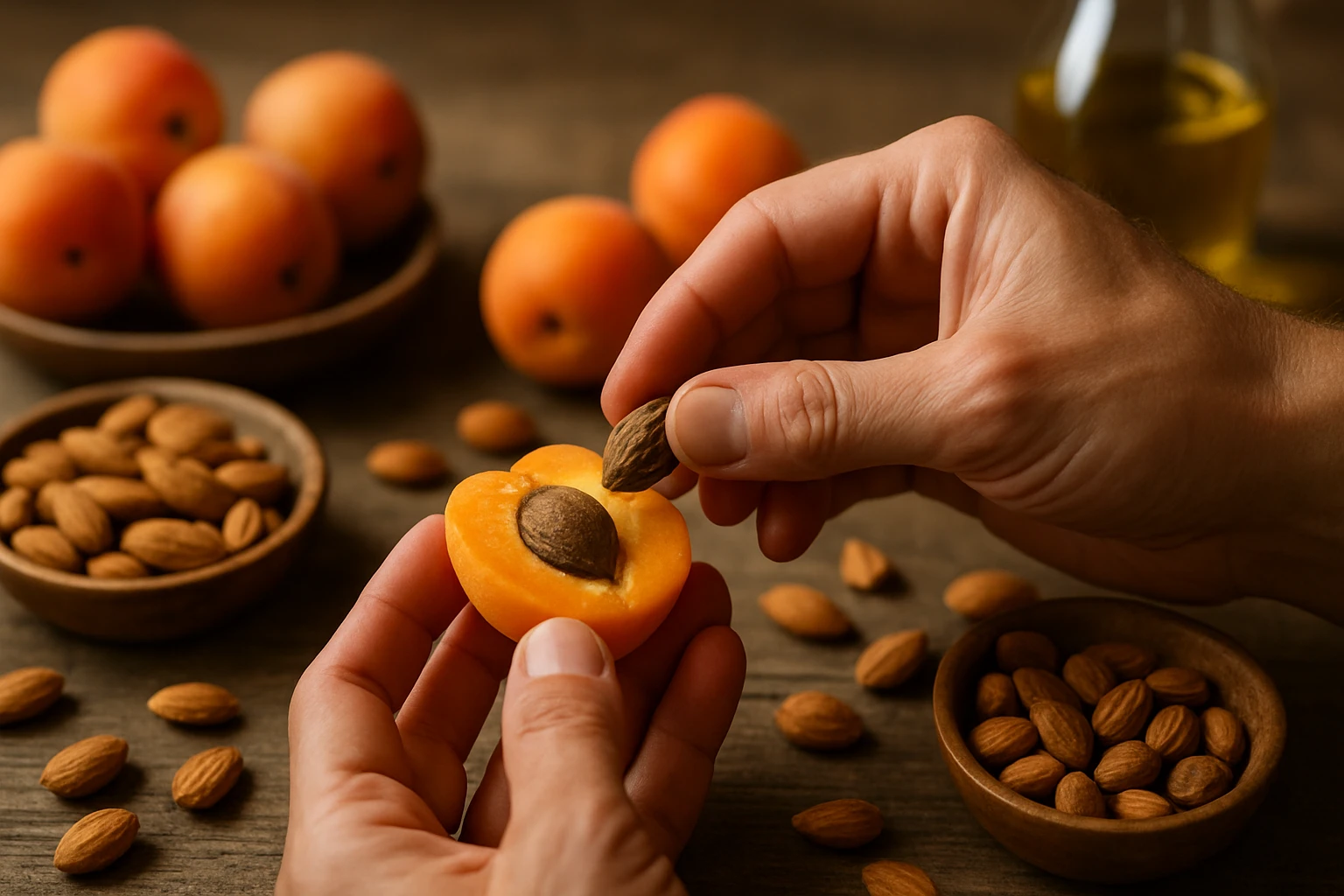 Ručné rozkrojenie marhule a zber jadra