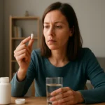 Žena zvažujúca užitie ACC 200 na pomoc pri kašli