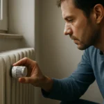 Muž nastavuje termostat na radiátore pre optimálne vykurovanie