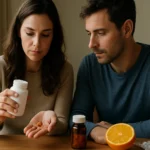 Pár uvažujúci nad užívaním vitamínov na zvýšenie plodnosti.