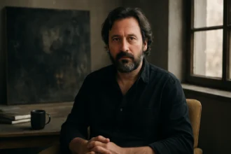 Poncsa Csaba, tajomná ikona maďarského umenia, sediaci v ateliéri