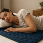 Žena spí na magnetickej podložke, ktorá podporuje relaxáciu a zdravý spánok.