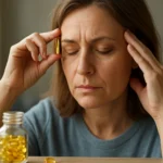 Žena s rybím olejom, ktorý podporuje zdravie nervového systému.