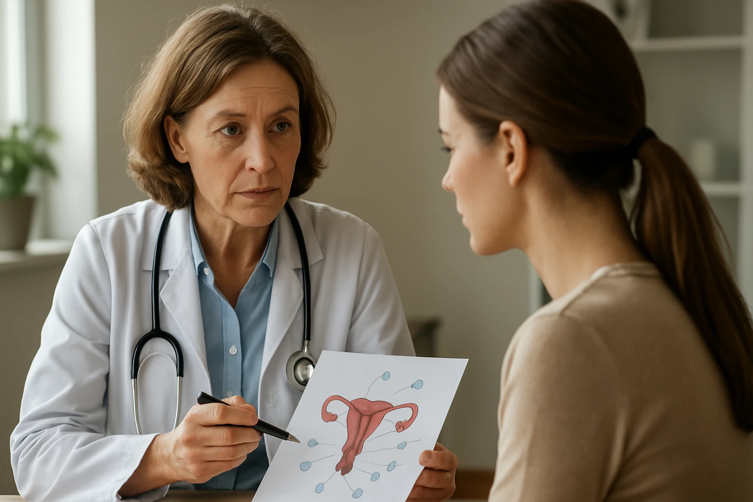 Lekárka vysvetľuje pacientke hormonálne hospodárstvo a funkciu SHBG