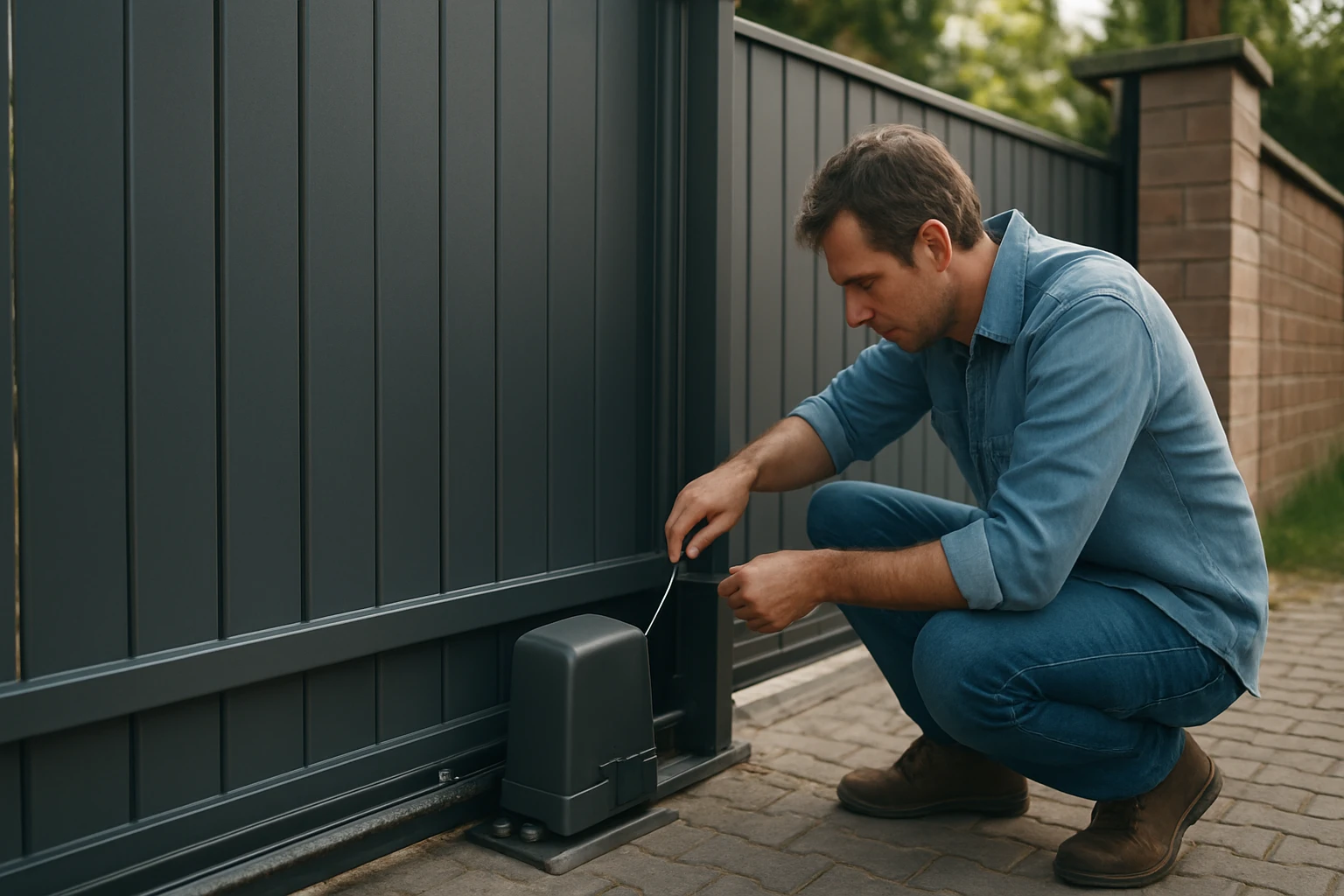 Oprava posuvnej brány s pohonom v rodinnom dome