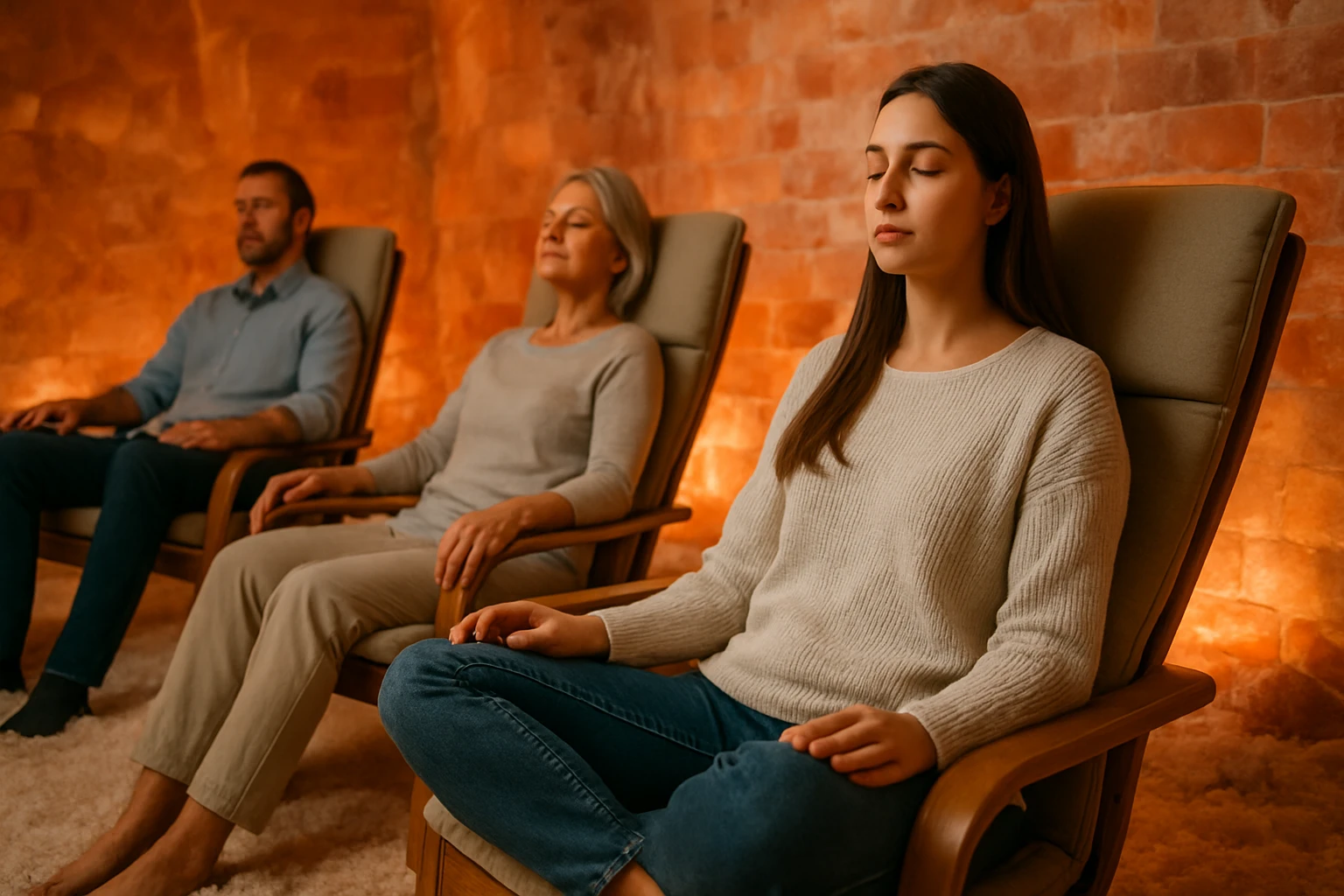 Relaxing in a salt cave for natural health benefits
