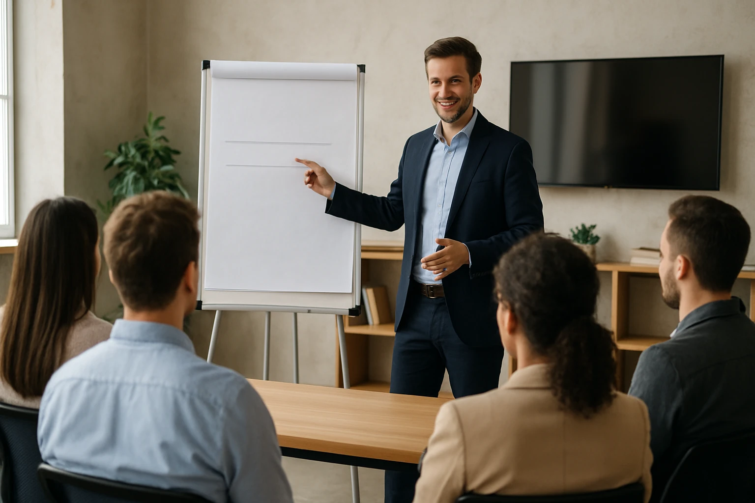 Odborný workshop s lektorom pred skupinou účastníkov na školení