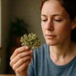 Žena skúma islandskej lišajník, liečivú rastlinu pre zdravie.