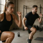 Tréning Tabata: cvičenie s vysokou intenzitou v telocvični.