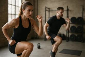 Tréning Tabata: cvičenie s vysokou intenzitou v telocvični.