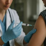 Zdravotnícky odborník podáva injekciu draslíka pacientovi.