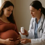 Tehotná žena konzultuje s lekárkou ohľadom progesterónu