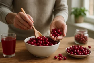 Čerstvé brusnice na prípravu zdravých nápojov a jedál