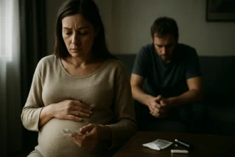 Tehotná žena s kokaínom, znepokojená o svoje dieťa.