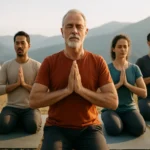 Skupinové cvičenie 5 Tibeťanov na vonkajšom posedení