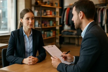 Pracovný pohovor v maloobchode s profesionálnym oblečením
