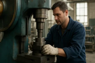 Práca s excentrickým lisom v priemyselnom prostredí