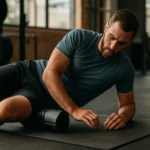 Športovec používajúci SMR valec na svalové uvoľnenie a regeneráciu.