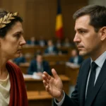 Diskusia medzi moderným politikom a historickou postavou v súčasnom parlamente