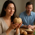 Žena so skúsenosťou drží Pueraria Mirifica, doplnok zdravia a krásy.