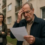 Muž s papiermi vyzerá znepokojene kvôli problémom s bytovým domom.