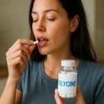Žena užívajúca glycín pre zlepšenie zdravia a regeneráciu.