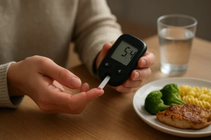 Meranie hladiny cukru v krvi s jedlom na tanieri