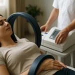 Žena podstupuje magnetoterapiu na zlepšenie zdravia a pohody