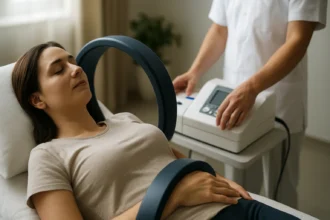 Žena podstupuje magnetoterapiu na zlepšenie zdravia a pohody