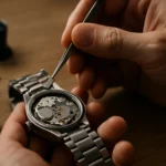 Oprava quartzových hodín s mechanickými komponentmi.