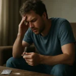 Muž trpiaci účinkami psychoaktívnych látok.