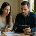 Pár diskutuje o poistení majetku a jeho výhodách