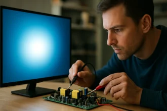 Technik analyzuje LCD invertor a jeho funkciu na zlepšenie displeja.