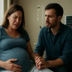 Pár v nemocnici počas pôrodu, ovplyvnení frontovými systémami.