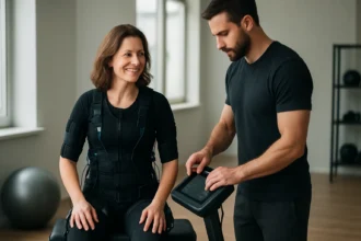 Žena v tréningu s ESM komplexom pre zlepšenie zdravia