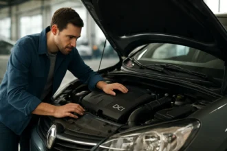 Mechanik skúma motor DCI v modernom automobile.