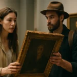 Mladí zberatelia umenia obdivujú fascinujúci obraz v galérii.