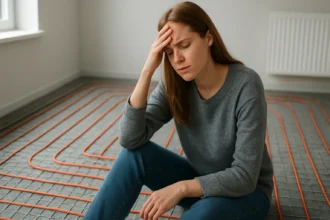 Žena s problémom súvisiacim s podlahovým kúrením