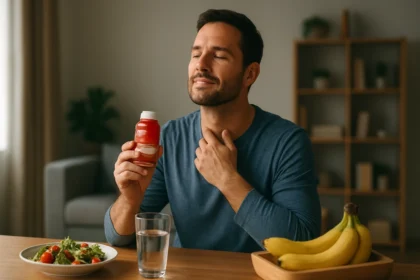 Muži si užívajúci nápoj pre zvýšenie energie a vitality.