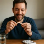 Muž rozhodujúci sa ukončiť fajčenie a zlepšiť svoj život.