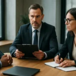 Tím profesionálov diskutujuce o integrite a riadení vo firme