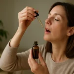 Žena užívajúca artičokové kvapky na podporu zdravia