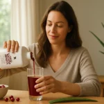 Žena nalievajúca Aloe Berry Nectar do pohára